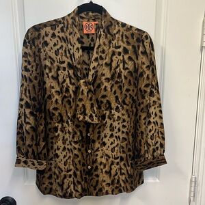 Tory Burch leopard silk blouse